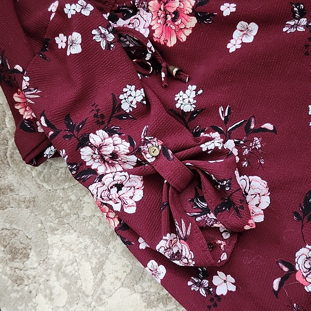 💙Ardene Size S - Beautiful NEW Burgundy Floral Patterned Dress (Lined) - Picture 3 of 5
